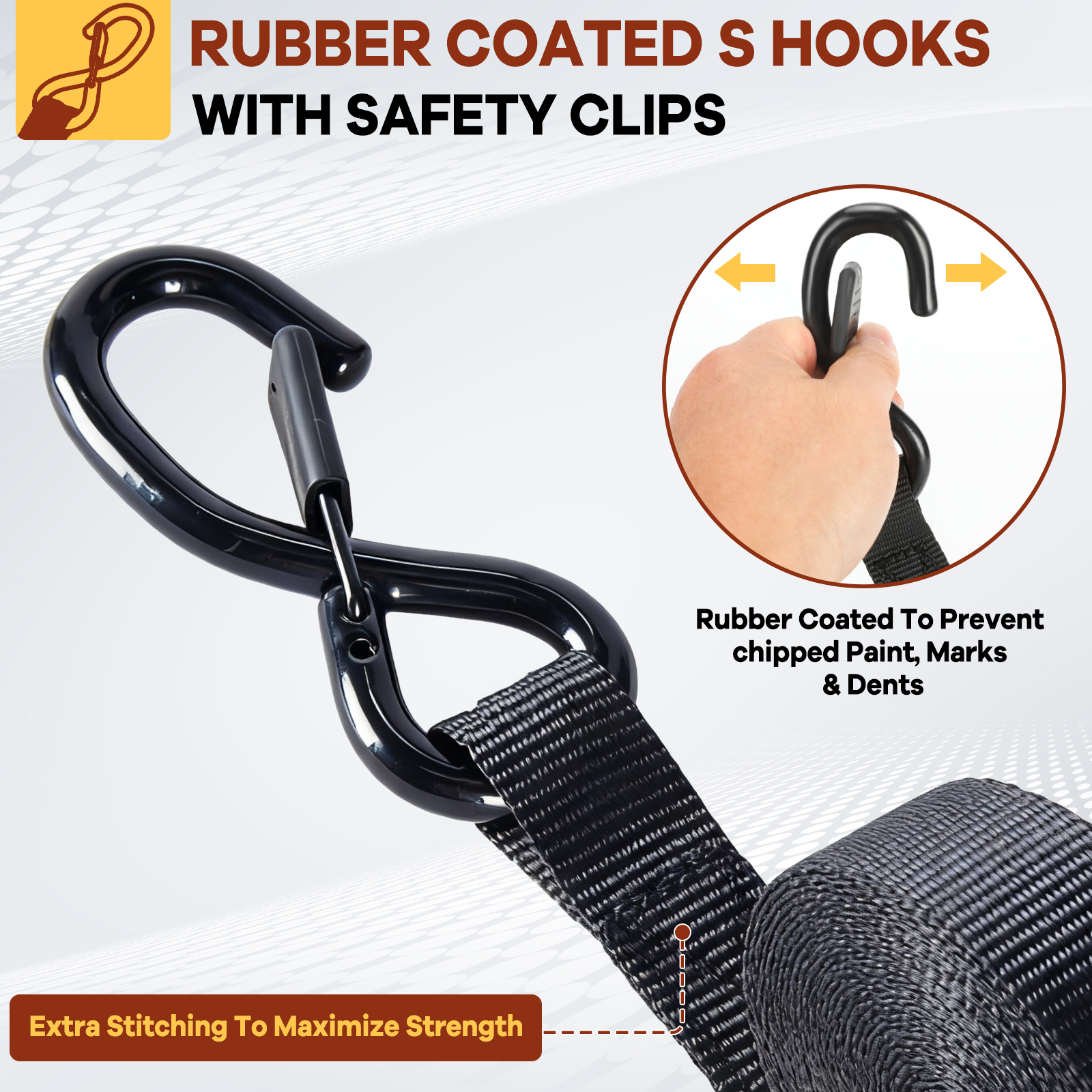 ZRSDIXK 4 pack Ratchet Straps Heavy Duty Cargo Straps Soft Loop Tie Down Straps with Safety Lock S Hooks,1 in × 15ft ,1800 lb Break Strength