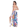 thumbnail image 3 of FORMRS Womens Long Sarong Beach Wrap Semi-Sheer Bikini Skirt Bathing Swimsuit Cover Up, Musical Pattern, 3 of 7