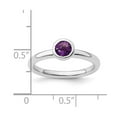 thumbnail image 2 of 925 Sterling Silver Bezel Polished Stackable Low 5mm Round Amethyst Ring Size 6 Stackable Ring for Women, 2 of 2