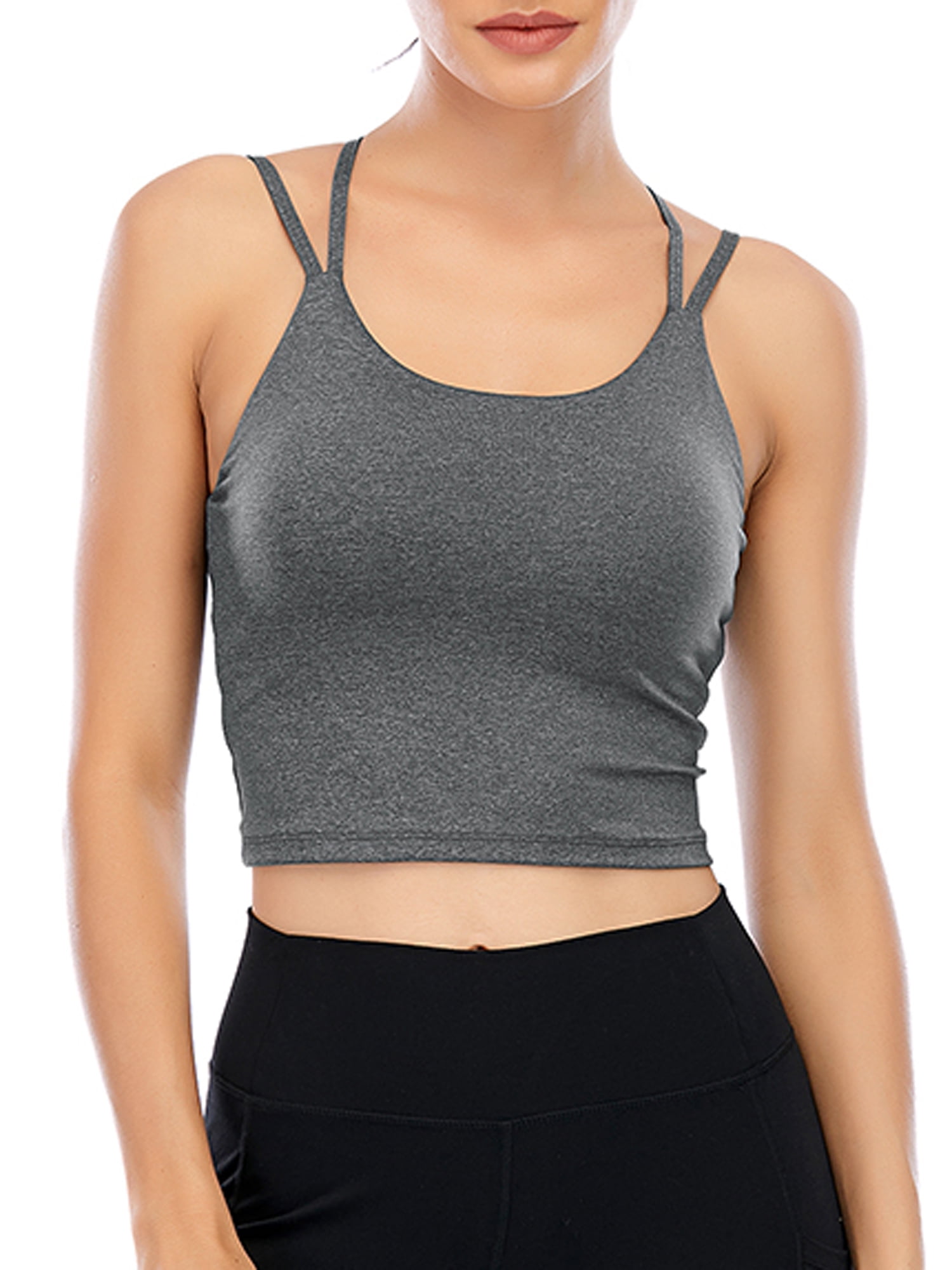 Women Bra Seamless Stretch Padded Removable Padded Sports Yoga Fitness Crop Tops 