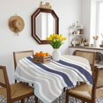 thumbnail image 3 of Beige Stripe Table Cloth Waterproof Tablecloths, Modern Abstract Art Navy Blue Striped Rustic Tablecloth Dining Table Cover for Kitchen Party Tabletop Outdoor, Square Tablecloth 60x60 Inch, 3 of 9