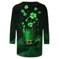 thumbnail image 5 of Wang6 Womens Oversized 3/4 Sleeve St Patricks Day T-Shirt Irish Shamrock Printed Tops Causal Crew Neck Loose Saint Graphic Tees Tunic Shirts Green1 S, 5 of 5