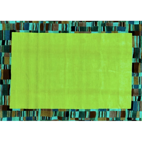 Ahgly Company Indoor Rectangle Abstract Turquoise Blue Modern Area Rugs, 6' x 9'