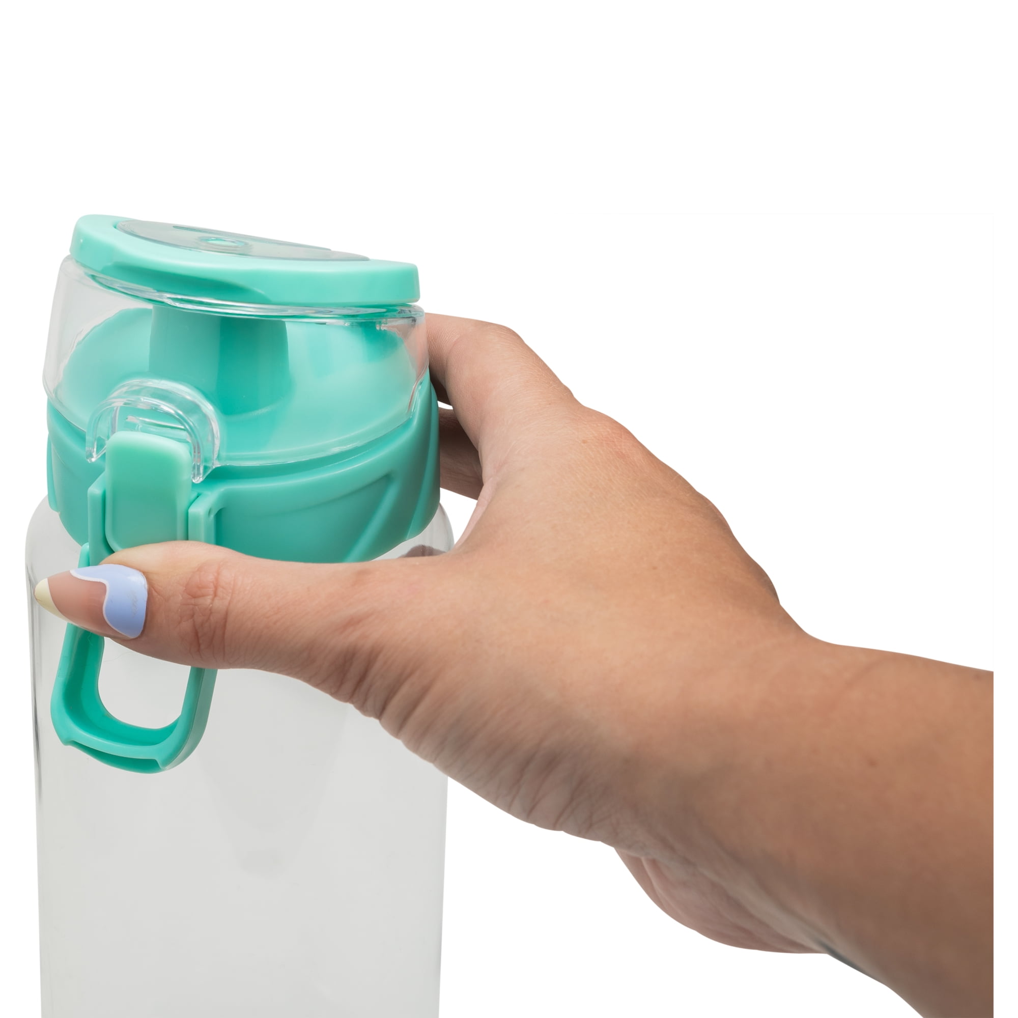 Cool Gear 3-Pack Tritan Plastic 32 oz Cylinder Water Bottle with Halo Top Lid | Dishwasher Safe, Leakproof, Shatter-Resistant Water Bottle With Easy Carry Loop | Green Tea Pack