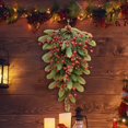 thumbnail image 4 of Winter Greenery Swag for Front Door - 23.6 Inch Christmas Teardrop Swag with Red Berries, Pinecones & Red Balls, Farmhouse Holiday Decor for Wall Window Indoor Outdoor Wedding, 4 of 6