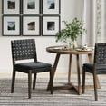 thumbnail image 2 of Nathan James Cohen 19 in. Wood Dining Chair, Mid-Century Modern Upholstered Side Chair with Hand Woven Faux Leather Backrest, Black, 2 of 6