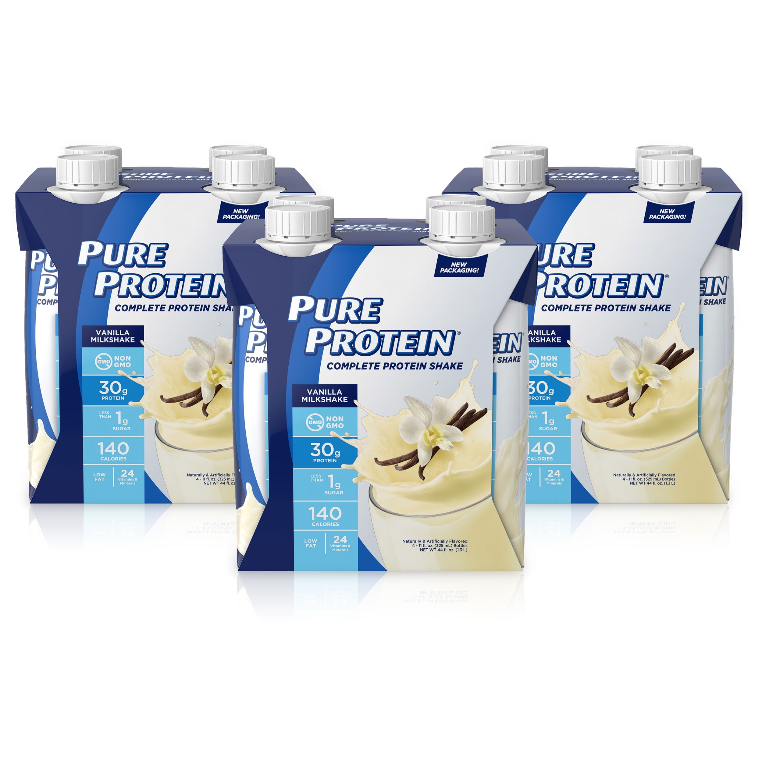 Pure Protein Shake Vanilla Milkshake 30g Protein 11 FL Oz 12 Ct 