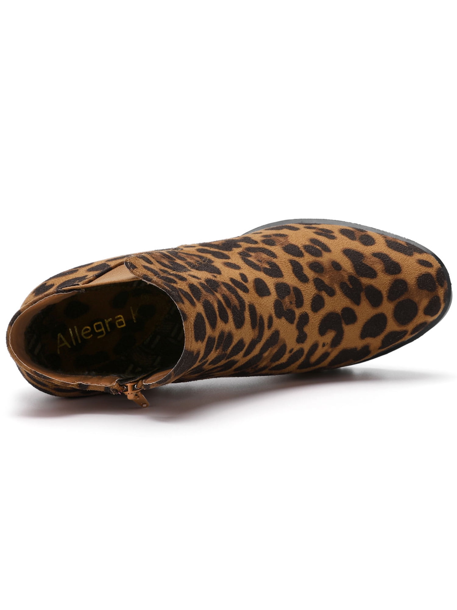 DARING DIVA Chunky High Heel Platform Zipper Chelsea Boots Leopard 7.5