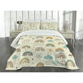 thumbnail image 4 of Ambesonne Rainbow Quilted Bedspread Set 3 Pcs, Pastel Art Scandinavian, Queen Size, Ivory Orange and Pale Blue, 4 of 4