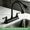 thumbnail image 4 of RV Kitchen Faucet,RV Camper Faucet Non-Metallic with 2 Handles Flexible Spout 360 Swivel 2-Function Sprayer for Campers,Trailers,Motorhomes,Fits 2-hole/3-hole 8-inch sinks,Matte Black, 4 of 7
