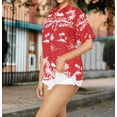 thumbnail image 3 of HAPPY BAY Hawaiian Shirts Womens Casual Summer Beach Party Blouses Shirt T-Shirt Blouse Short Sleeve Button up Dress Tee Shirts Tops for Women M Holiday Island, Red, 3 of 5
