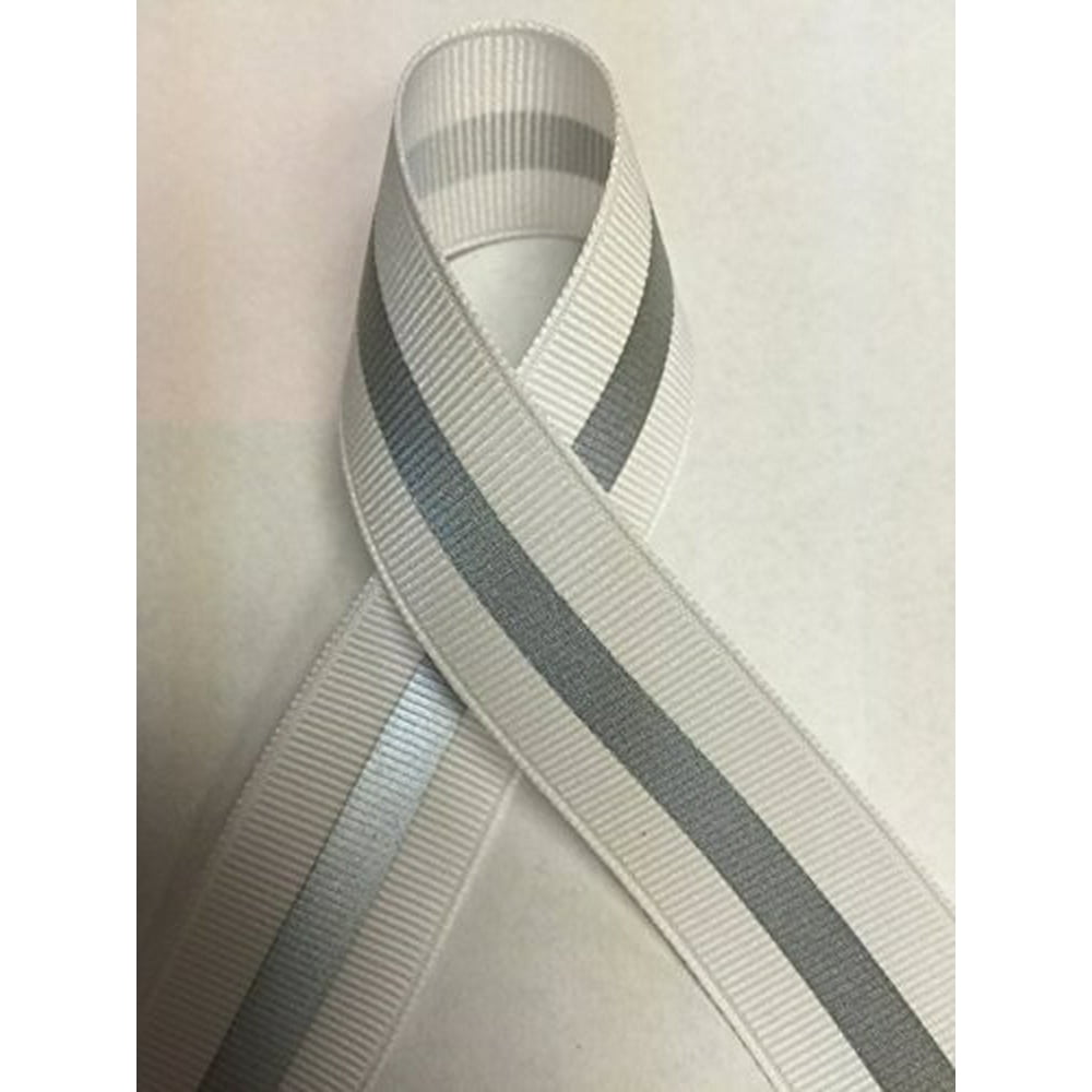 7/8" Reflective Glo Grosgrain 1/4" 3M Scotchlite Silver Reflective