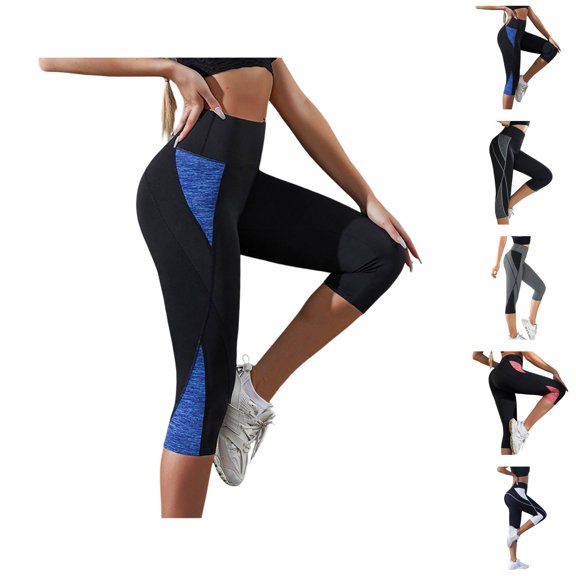 7/8 Length Yoga Pants High Waisted Workout Leggings Stretchy Athletic Tights Comfortable Compression Fitness Pants for Gym and Running