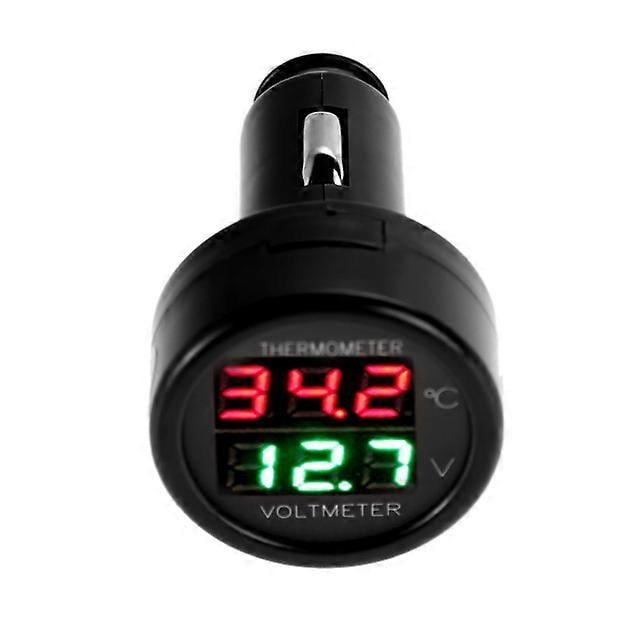 2 In 1 12V 24V Car Volt Meter Auto LED Digital Voltmeter Gauge Thermometer USB Charger Voltage Meter Car Cigarette Lighter