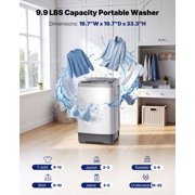 Upstreman Portable Fully Automatic Washing Machine W/ Drain Pump & LED Display, 1.38 cu.ft Top Load Washer Machine Compact Laundry, 8 Wash Programs, 3 Water Level & Temp, 24H Delay Start, White WM138