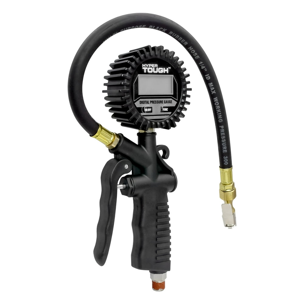 Hyper Tough 1/4" Digital Tire Inflator Gauge with 16" Hose Walmart