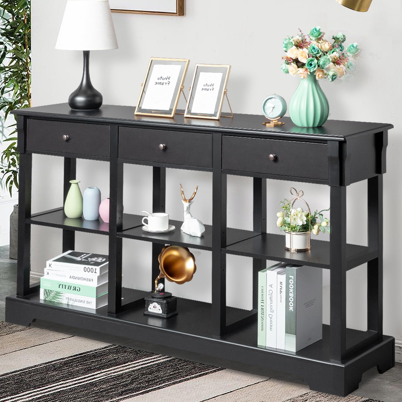 UWR-Nite Retro Console Table Sofa Table with 3 Drawers and Storage ...