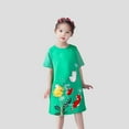 thumbnail image 2 of MIASHUI Girls Summer Casual Dress with Embroidered Animal Print Round Neck and Button Front Short Sleeve Design Green,5-6 Years, 2 of 9