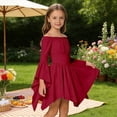 thumbnail image 2 of Girls Off Shoulder Halloween Medieval Pirate Dress, Ruffle Flare Sleeve Handkerchief Hem Costume Dress for Party, 3-12 Years, 2 of 6