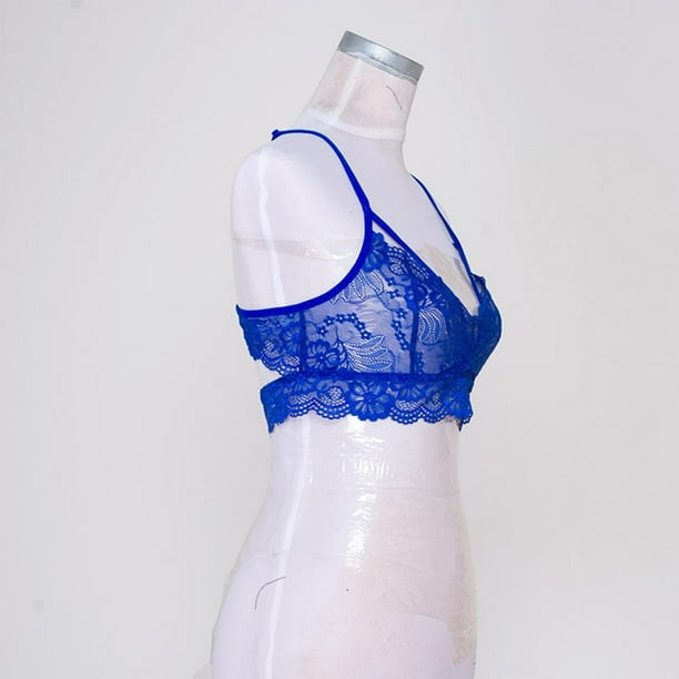 Stretch Crop Tops de tiras Cami Lencería Azul Hugo bralette de encaje balck blanco