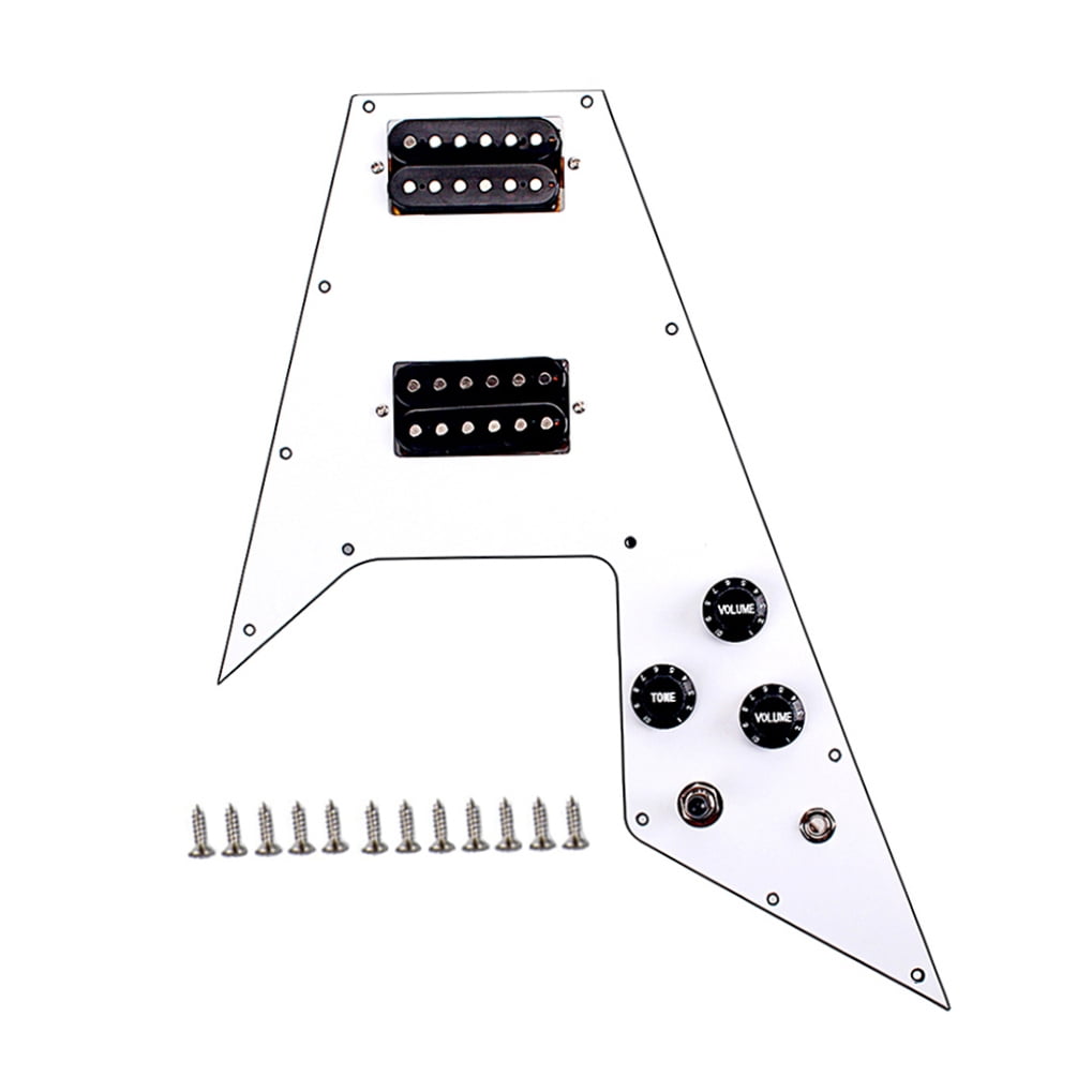 LULULION 1Set White Electric Guitar Pickguard Scratch Plate Prewired with Humbucker Pickups and 12 Screw Holes