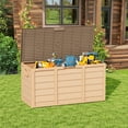 thumbnail image 2 of 75 Gallon Outdoor Deck Storage Box - Heavy Duty Resin Container with Lockable Lid & Handles for Patio, Garden, Yard - Weatherproof (Brown), 2 of 7