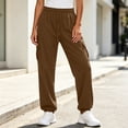 thumbnail image 4 of Fnooota Women's Joggers with Pockets, Relaxed Fit Fall Running Drawstring Elastic Waist Athletic Pants Jogger Pants Brown Size M, 4 of 7