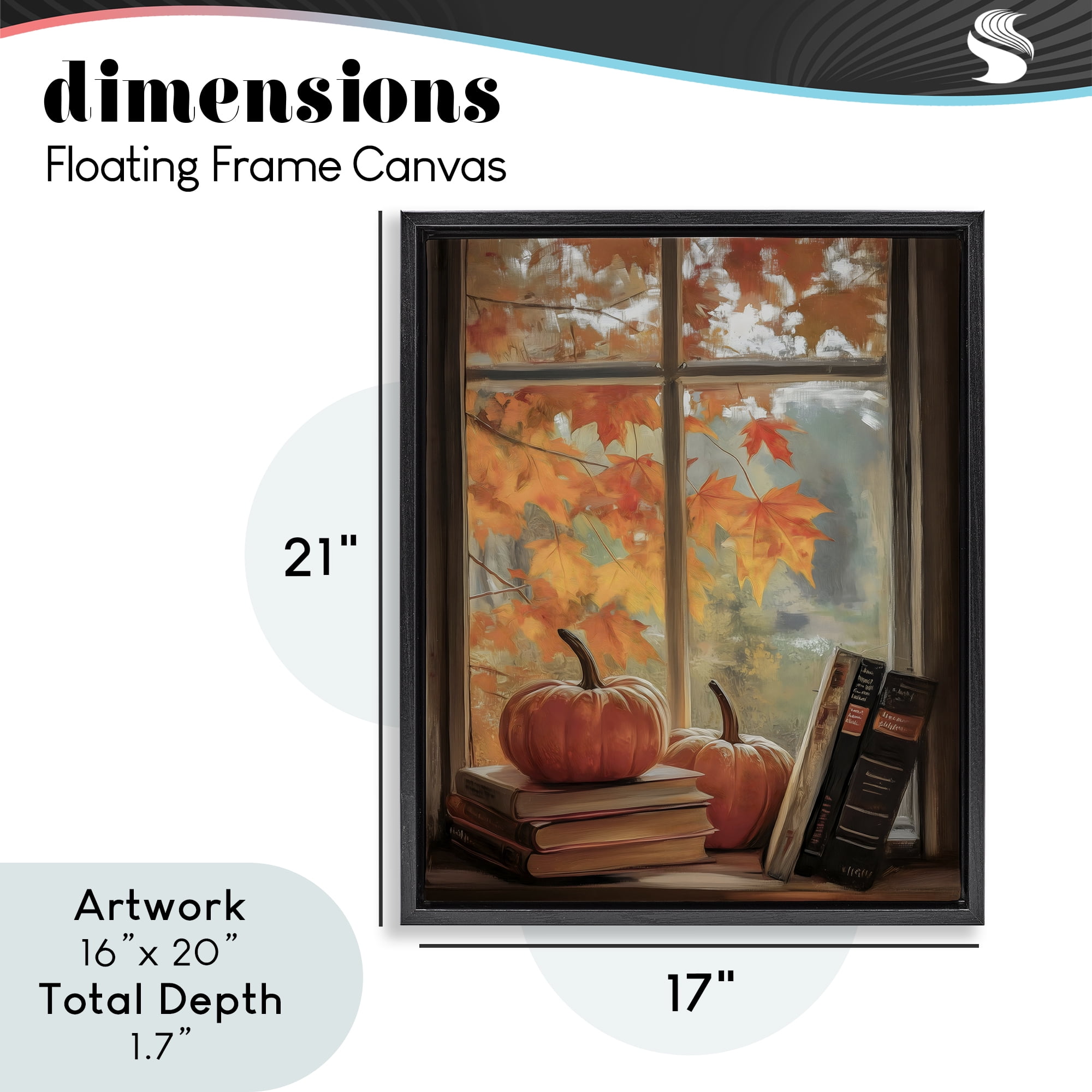 Cozy Fall Window Books Black Framed Floater Canvas Wall Art, design by Arlington Prints