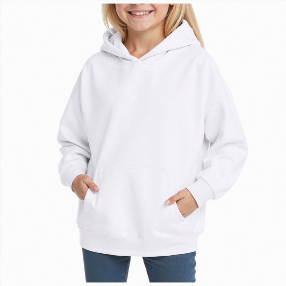 kmaduk Girls Oversized Hoodies Fleece Pullover Sweatshirts Kids Fashion Casual Outfits Fall Winter Clothes (White, 3-4 Years)