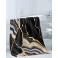 thumbnail image 3 of Black Marble Towel Set of 3, Soft Microfiber Bath Towels, Hand Towel, Washcloths, Grey Gold Texture Vintage Farmhouse Art Quick-Dry Absorbent Towels for Bathroom Kitchen Hotel Beach Gym Spa, 3 of 7