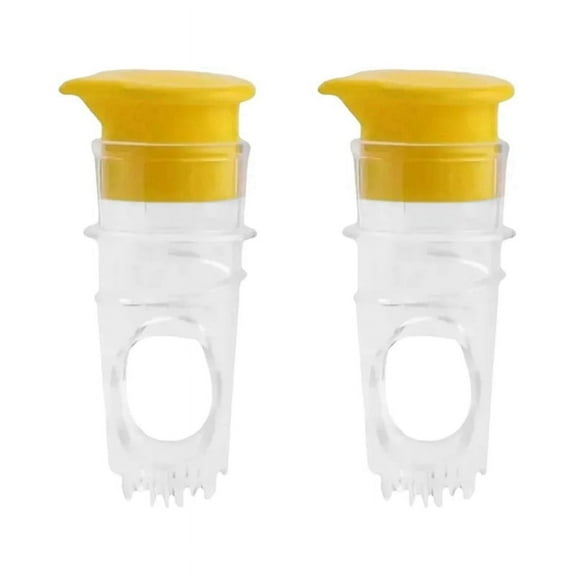 2pcs Manual Lemon Juice Squeezing Plastic Citrus Juicer Fruit Pouring Tool Yellow