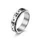 thumbnail image 1 of Star Moon Anillo giratorio de acero de titanio Anillo de acero inoxidable Star Moon Alivia la ansiedad Joyería de mano 11 # plata simple JFHHH pequeña, 1 of 5