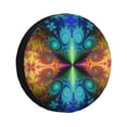 thumbnail image 2 of DouZhe Waterproof Spare Tire Cover, Psychedelic Colorful Fractal Prints Adjustable Wheel Covers Fit for Jeep Trailer RV SUV Car, 16 inch, 2 of 7