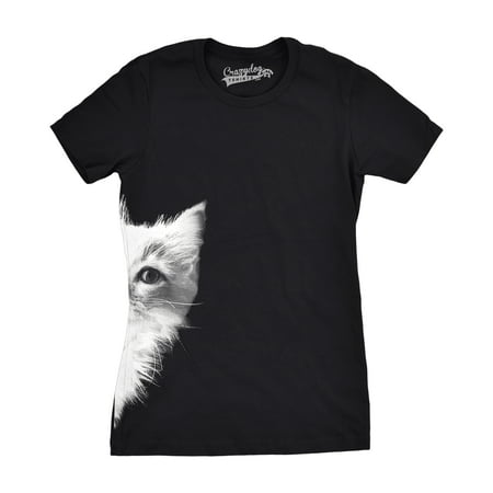 Womens Peek a Boo Kitty Funny Cat Face Crazy Cat Lover Adorable Kitten T shirt