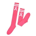 thumbnail image 3 of ZYHARUKO Novelty Breast Health Awareness Over the Calf Socks Pink Ribbon Striped Compression Knee High Socks Stockings for Women, 3 of 7