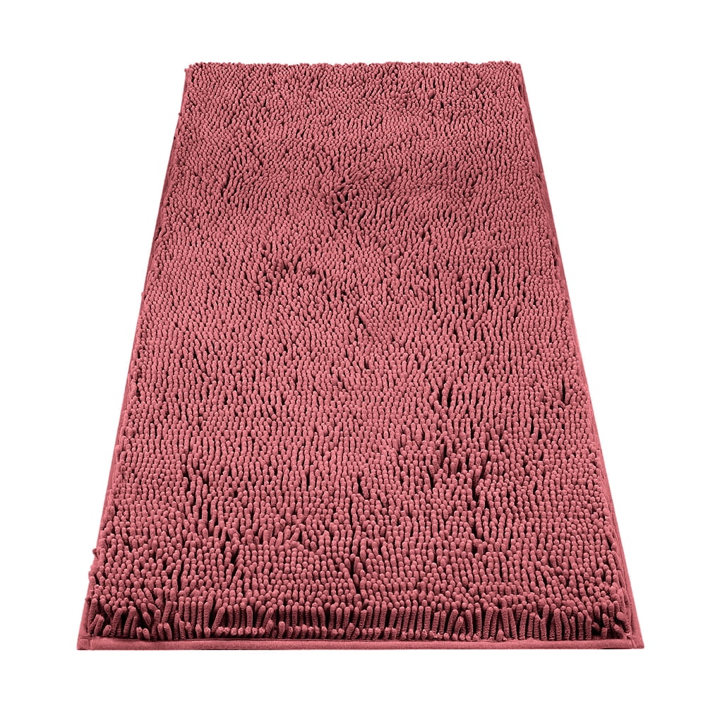 Bath Mat Anti-slip Washable Shower Rug Water-Absorbing Floor Carpet for Bathroom Bedroom, Pink