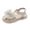 Beige, variant on Girls' Shiny Diamond Sandals Flat Sole Outdoor Casual Soft Sole Design Comfortable Toe-Cap Shoes Beige Size 8 Toddler