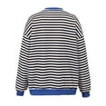 thumbnail image 2 of Womens Tops Long Sleeve Shirt Crew Neck Stripe Sweatshirt Color-blocaked Blouses for Women Black, Size S to XL, 2 of 6