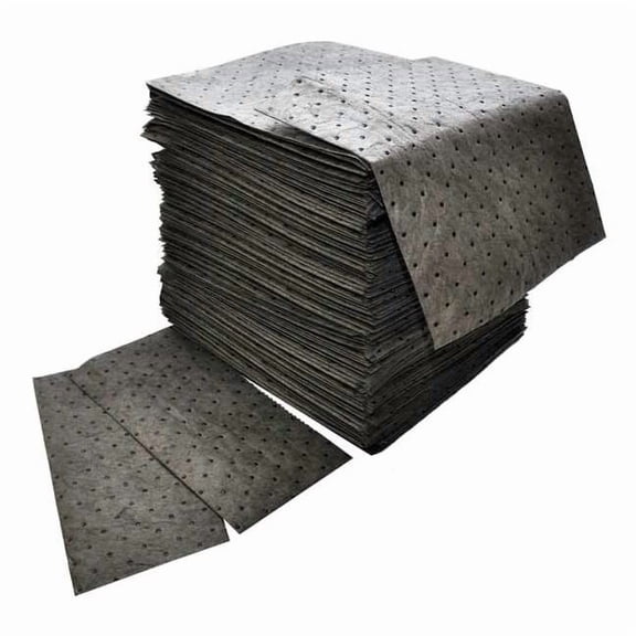 Sorbent Pad, 32 gal, 16 in x 18 in, Universal, Gray, Polypropylene, 200PK DB-70