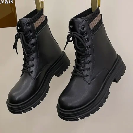 

Women‘s Thick Sole Lace-up Martin Boots British Style Classic Ankle Boots And Booties