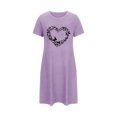 thumbnail image 5 of QQAMB Womens Oversized Nightgown Short Sleeve Printed Sleepshirts Cute Night Shirts Soft Pajama Sleepwear Nightdress Purple S, 5 of 7