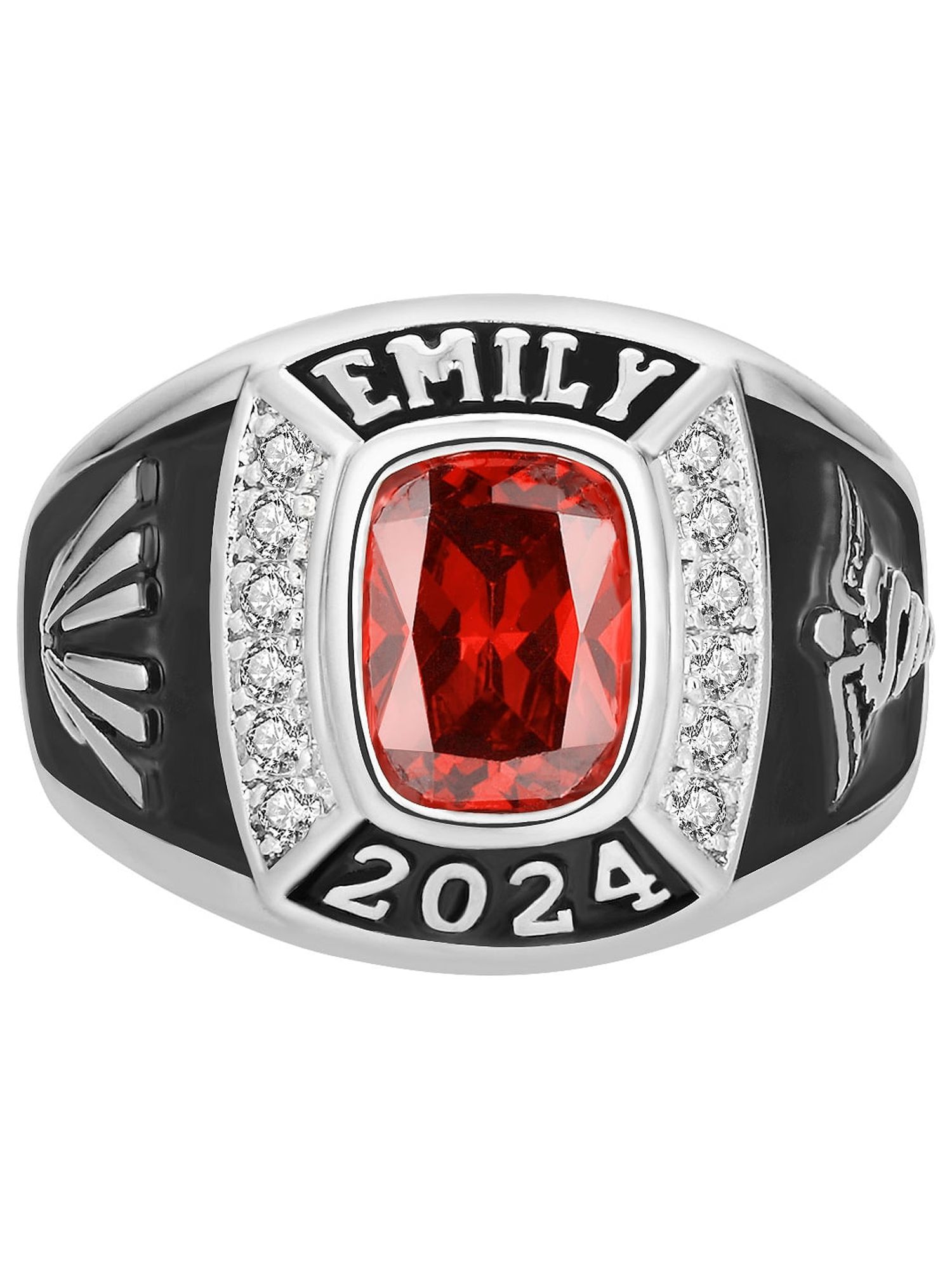 Order Now for 2025 Graduation, Freestyle Women's CZ Square Birthstone Class Ring, Personalized, High School or College