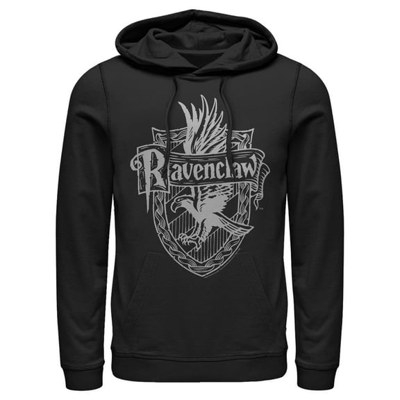 Men's Harry Potter Ravenclaw Line Art Crest Pull Over Hoodie Black Medium