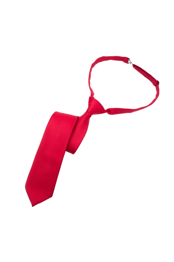 Men’s 20”x2.75” Banded Poly Satin Solid Color Adjustable Windsor Pre-tied Tie, Multiple Colors Available