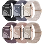 Recoppa 6 Packs Braided Stretchy Band Compatible with Apple Watch Bands 38mm 40mm 41mm 42mm 44mm 45mm, Soft Adjustable Nylon Strap Solo Loop Wristband Compatible for iWatch Series SE/7/6/5/4/3/2/1