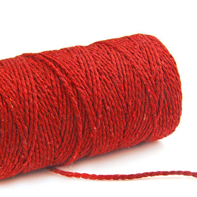 Baohd Corde Macramé Rustique 2mm 100m Corde Torsadée en Coton Coloré DIY Art Craft U Rouge Vin 1Set