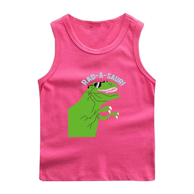 RXIRUCGD 2025 Vêtements d'Été pour Enfants Chemise de Base à Col Rond Sans Manches pour Garçons