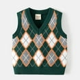 thumbnail image 2 of oqasdz Girls Vests Toddler Baby V Neck Sleeveless Plaid Print Knitted Warm Sweater Vest Adorable Casual Outwear Top Size 3 Y-4 Y, 2 of 4