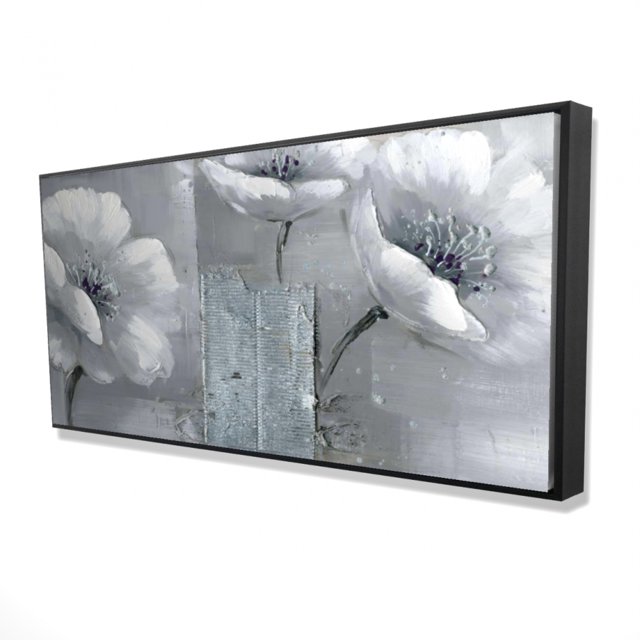 Fleurs Noires et Blanches Paisible - Impression Encadrée sur Toile par Begin Edition