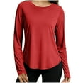 thumbnail image 2 of ShaoRunShi Women's Long Sleeve Shirt Crewneck Sun Protection Shirts Quick Dry Hiking Fishing Workout Tops Rash Guard, 2 of 8